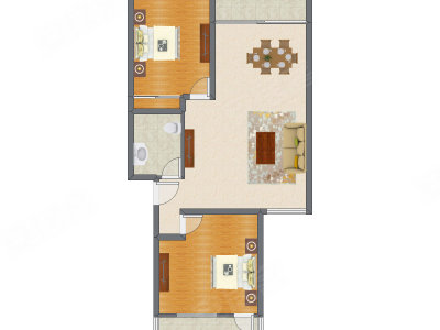 2室2厅 118.07平米户型图