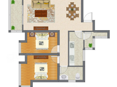 2室2厅 88.72平米
