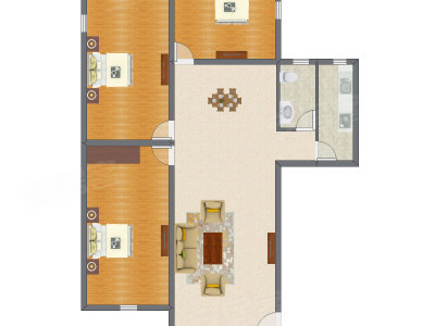 3室1厅 144.00平米