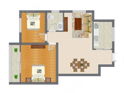 2室2厅 90.60平米