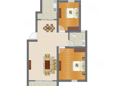 2室1厅 62.31平米