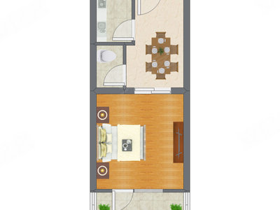 1室1厅 41.82平米户型图