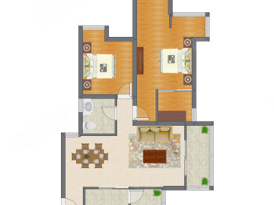 2室2厅 103.70平米户型图