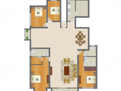 4室2厅 238.00平米户型图