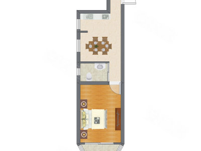 1室1厅 53.04平米