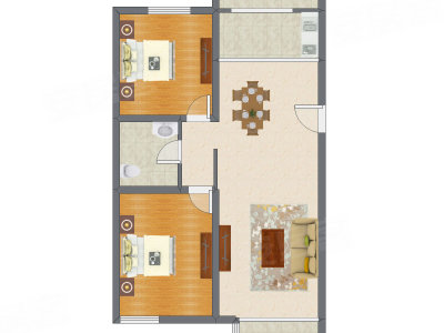 2室2厅 104.57平米户型图