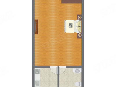 1室1厅 50.40平米户型图