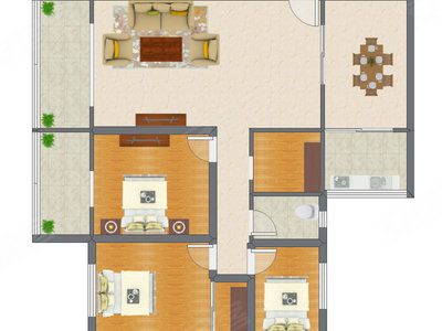 3室2厅 127.36平米户型图