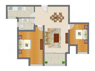 2室1厅 89.40平米户型图