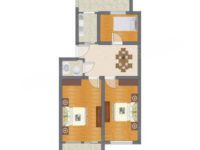 3室1厅 76.56平米