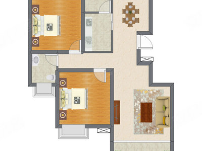 2室1厅 94.47平米户型图