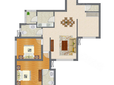 3室2厅 100.63平米户型图