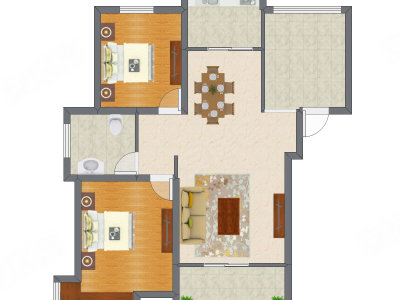 2室2厅 99.50平米