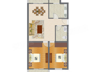 2室2厅 99.69平米户型图