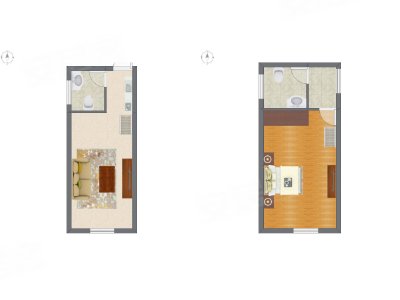1室1厅 23.06平米户型图