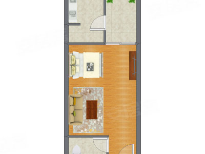 1室0厅 44.03平米户型图