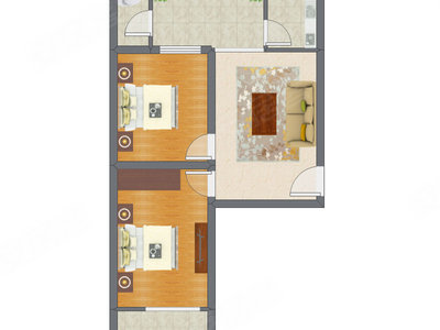 2室1厅 72.79平米户型图