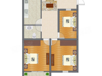 3室1厅 65.66平米