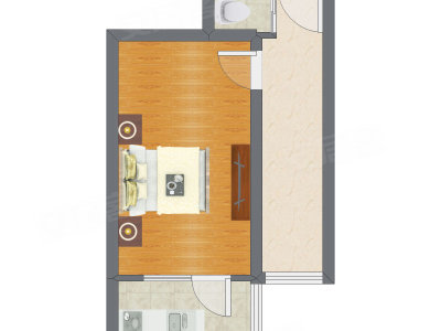 1室1厅 34.50平米户型图