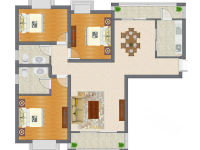 3室2厅 121.65平米