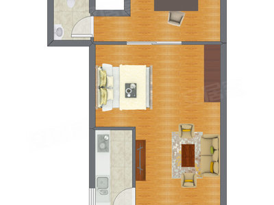 1室1厅 40.45平米户型图