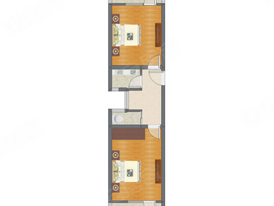 2室1厅 66.40平米
