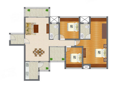 3室2厅 118.82平米户型图