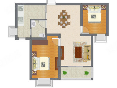 2室2厅 93.25平米户型图