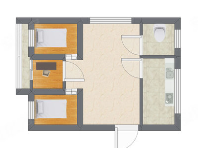 2室1厅 35.00平米户型图