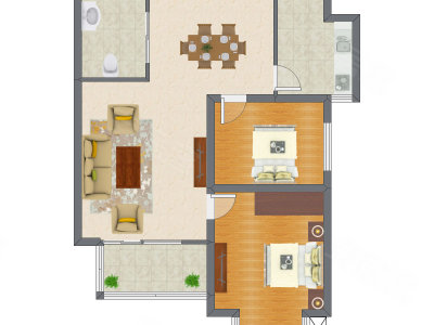 2室2厅 91.44平米