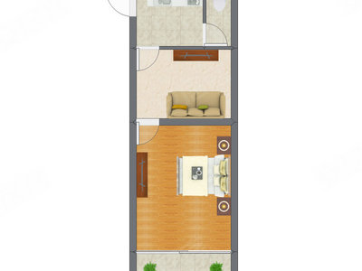 1室1厅 39.00平米户型图