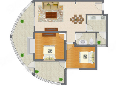 2室2厅 79.61平米户型图