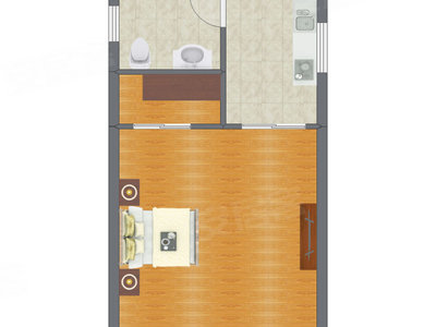 1室1厅 62.70平米户型图