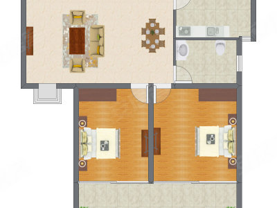 2室1厅 80.83平米