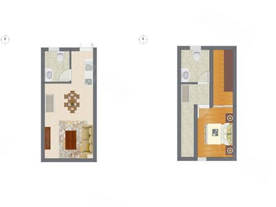 1室2厅 47.77平米户型图