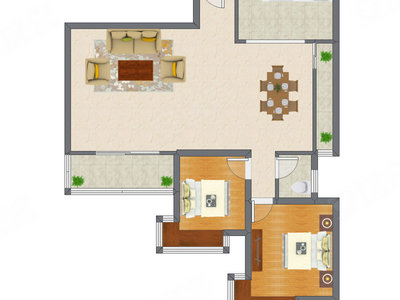 2室2厅 94.89平米户型图