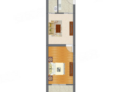 1室1厅 45.81平米户型图