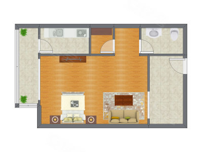 1室0厅 80.29平米户型图