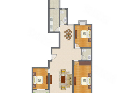 3室2厅 165.89平米
