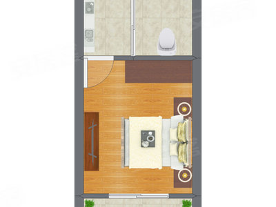 1室1厅 15.59平米户型图