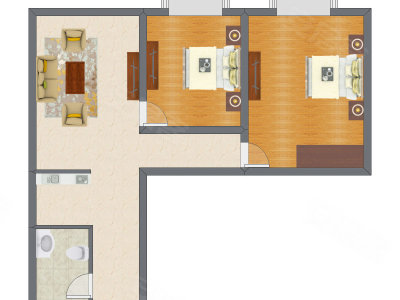 2室1厅 63.98平米