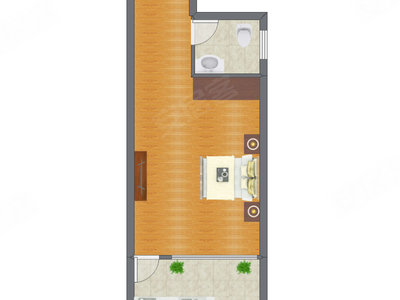 1室0厅 38.35平米户型图
