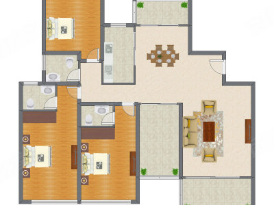 3室2厅 172.03平米
