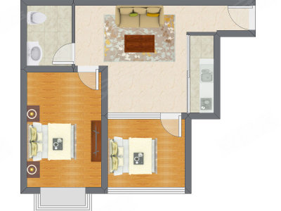 2室1厅 74.06平米户型图