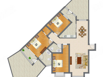 3室2厅 133.96平米户型图