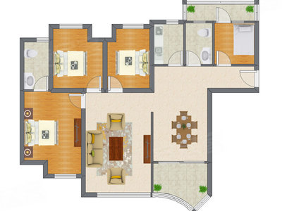 3室2厅 96.63平米户型图