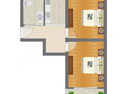 2室1厅 50.10平米户型图