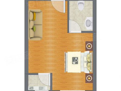 1室0厅 41.44平米户型图