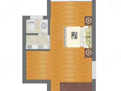 1室0厅 30.78平米户型图