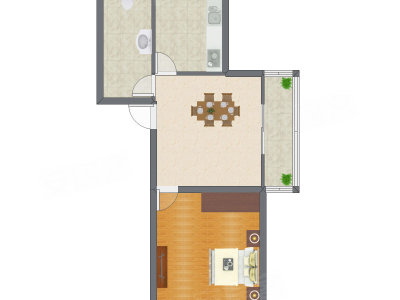 1室1厅 40.65平米